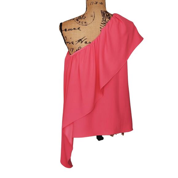 Trina Turk One Shoulder Ruffle Satisfied Pink Top Size Small NWT - Picture 8 of 12